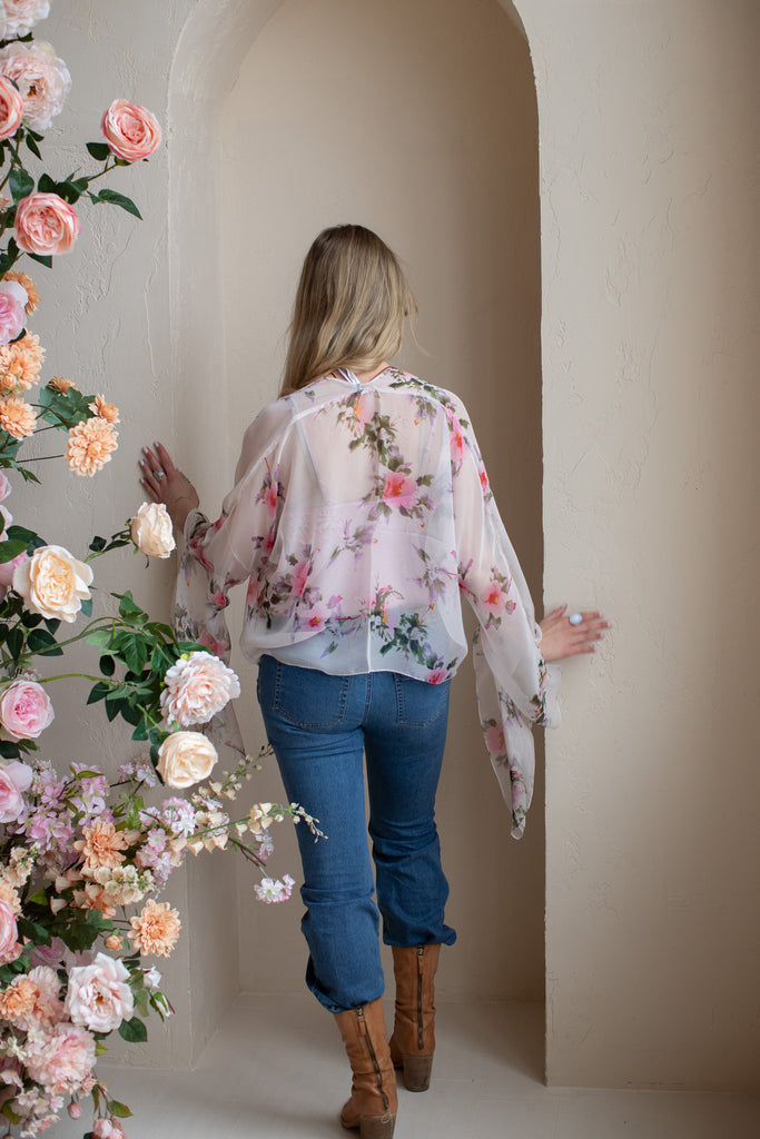 Cropped Cardigan : hibiscus - I V O R Y