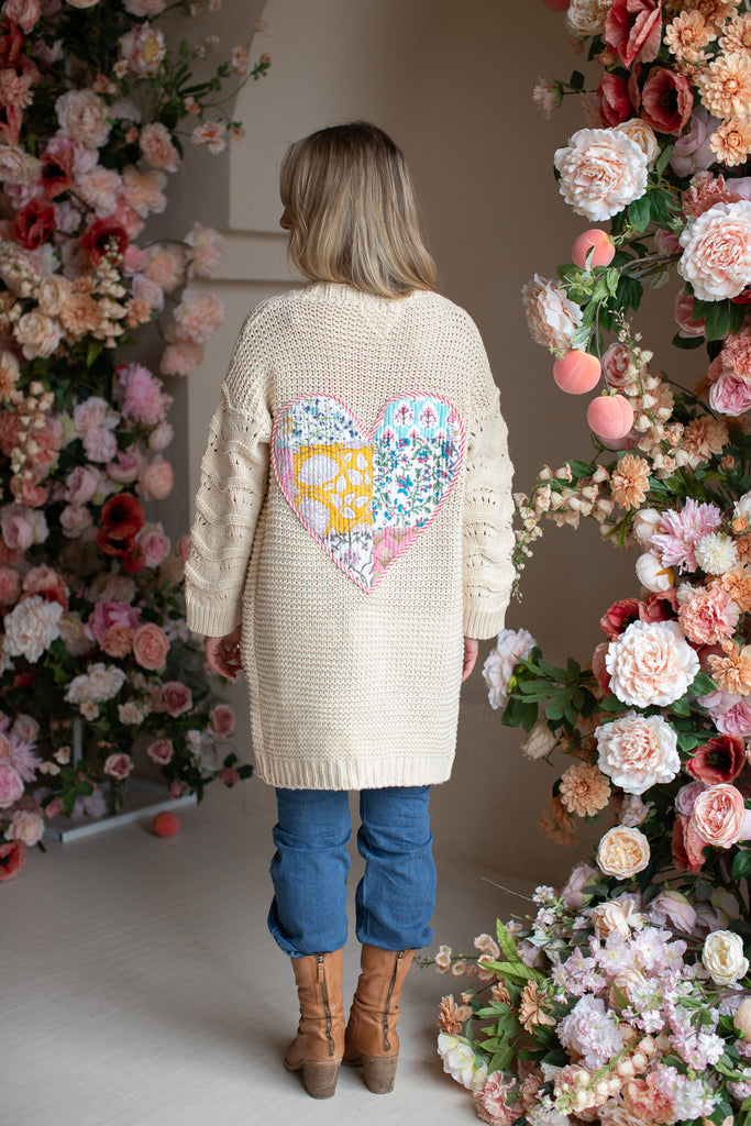 From The Heart - Patchwork Dreams Cream Cable Knit Sweater / CREAM