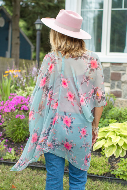 Hibiscus Kimono -Seafoam