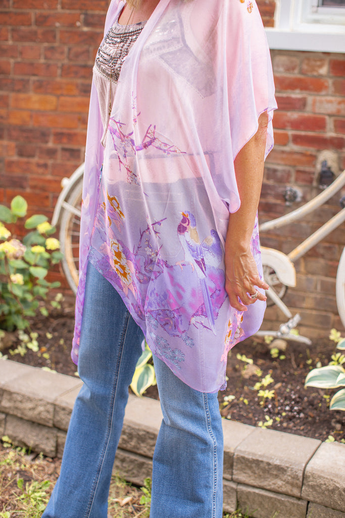 Birdie Kimono - Lavender Ombre