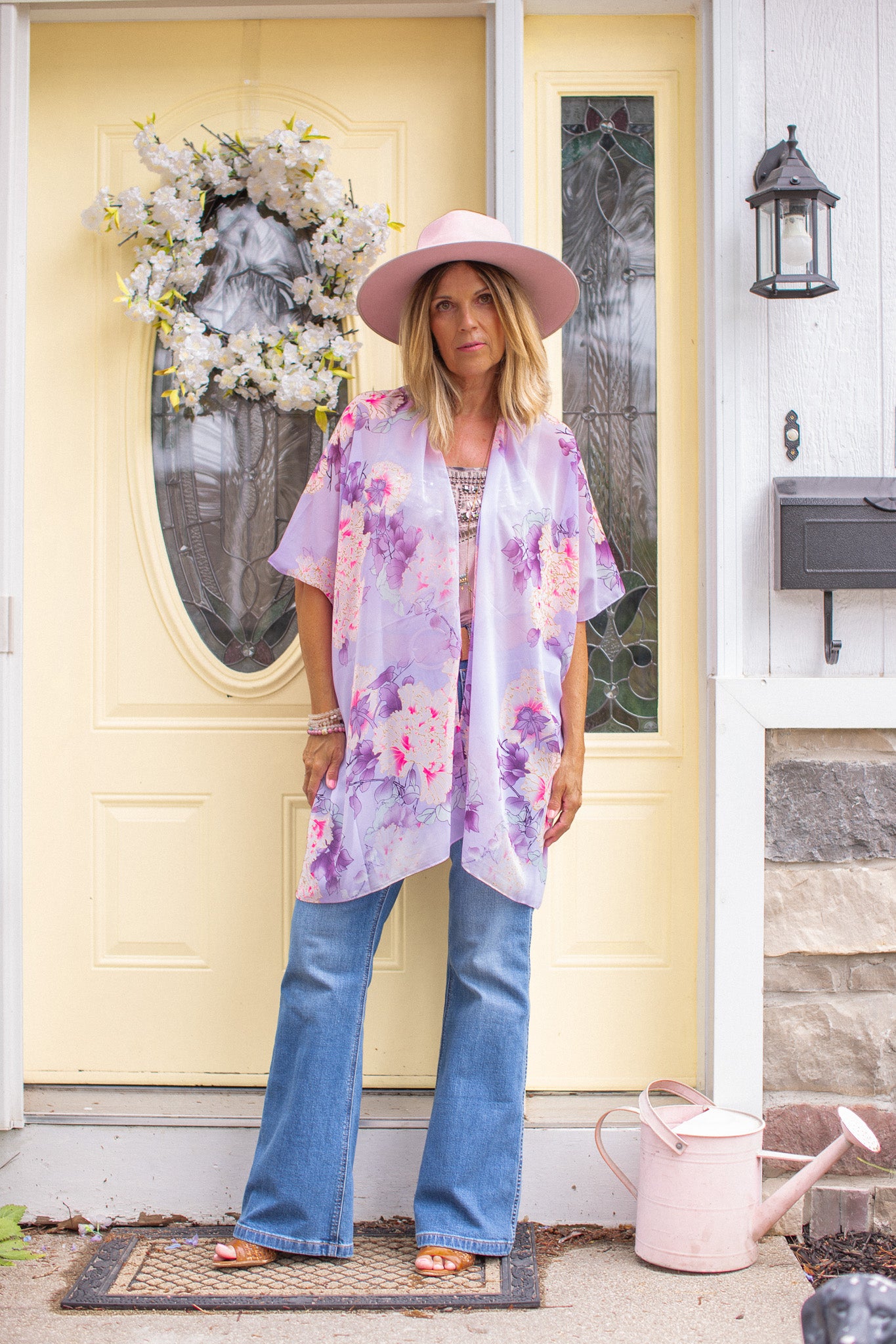 Sweet Peony Kimono - Washed Violet