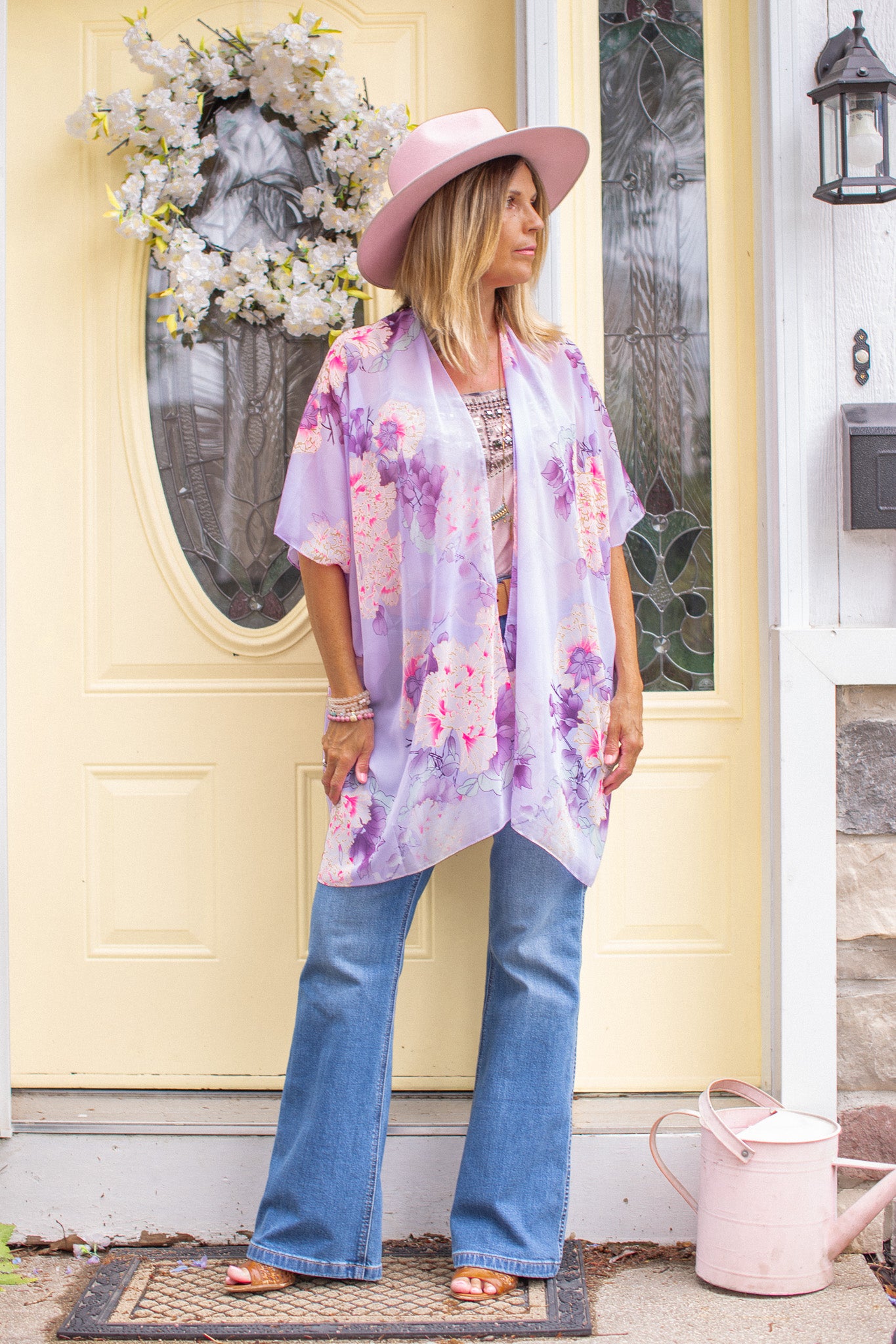 Sweet Peony Kimono - Washed Violet