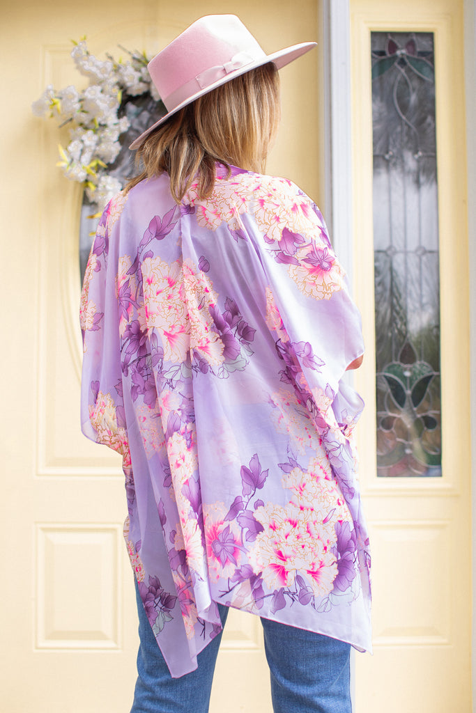 Sweet Peony Kimono - Washed Violet