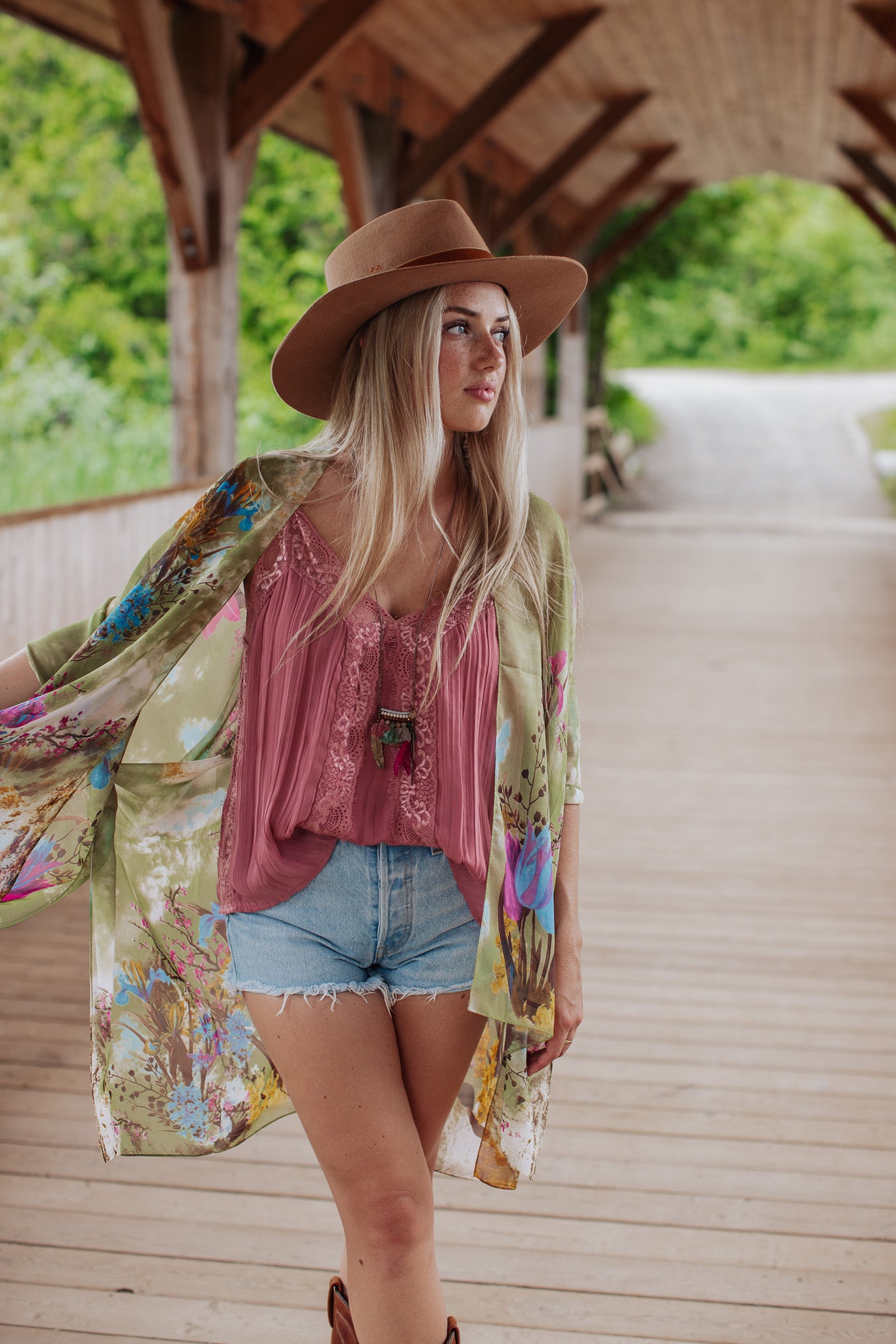 Flower Fields Kimono - MOSSY