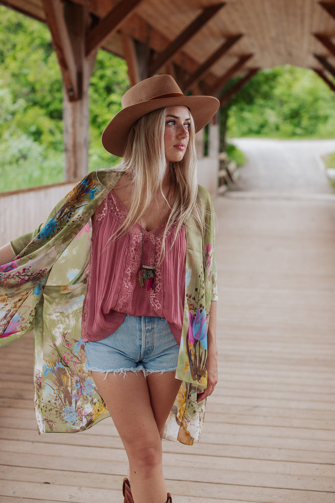 Flower Fields Kimono - MOSSY