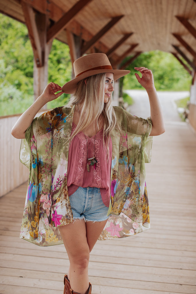 Flower Fields Kimono - MOSSY