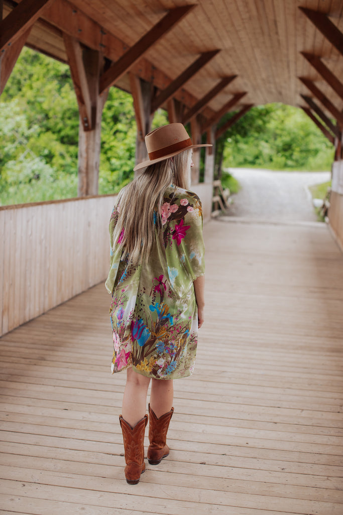 Flower Fields Kimono - MOSSY