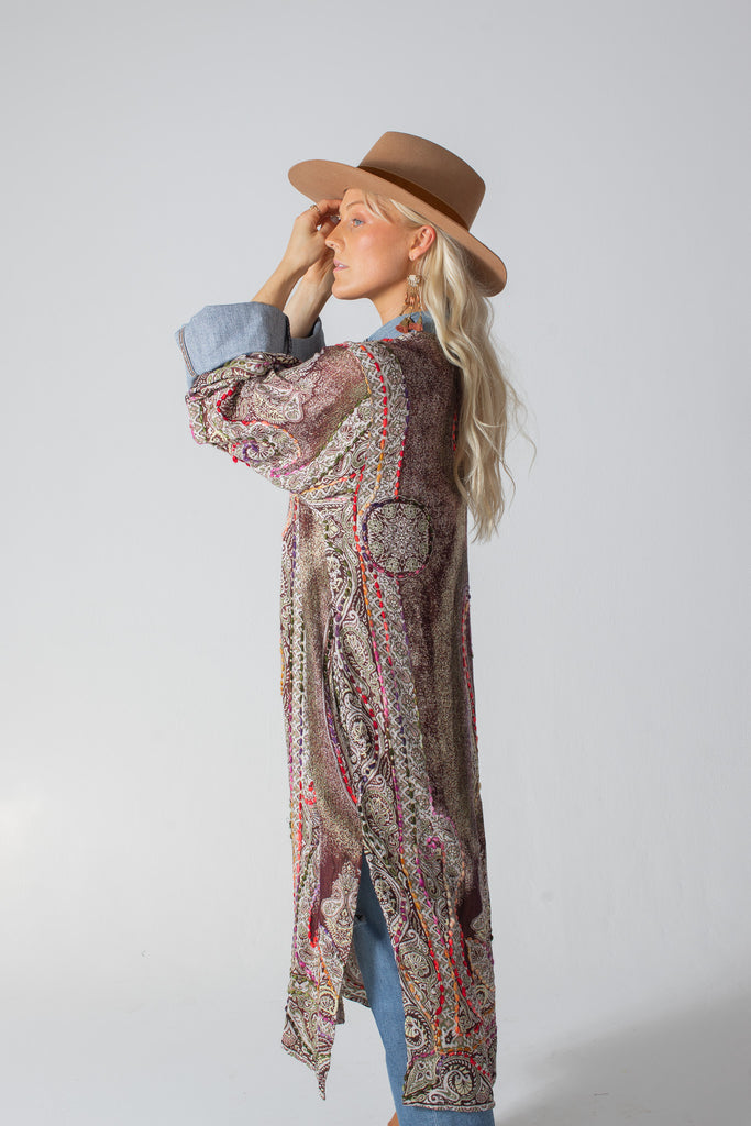 Dreamweave - Woven/Denim Duster - Forest w/ Light Blue Denim