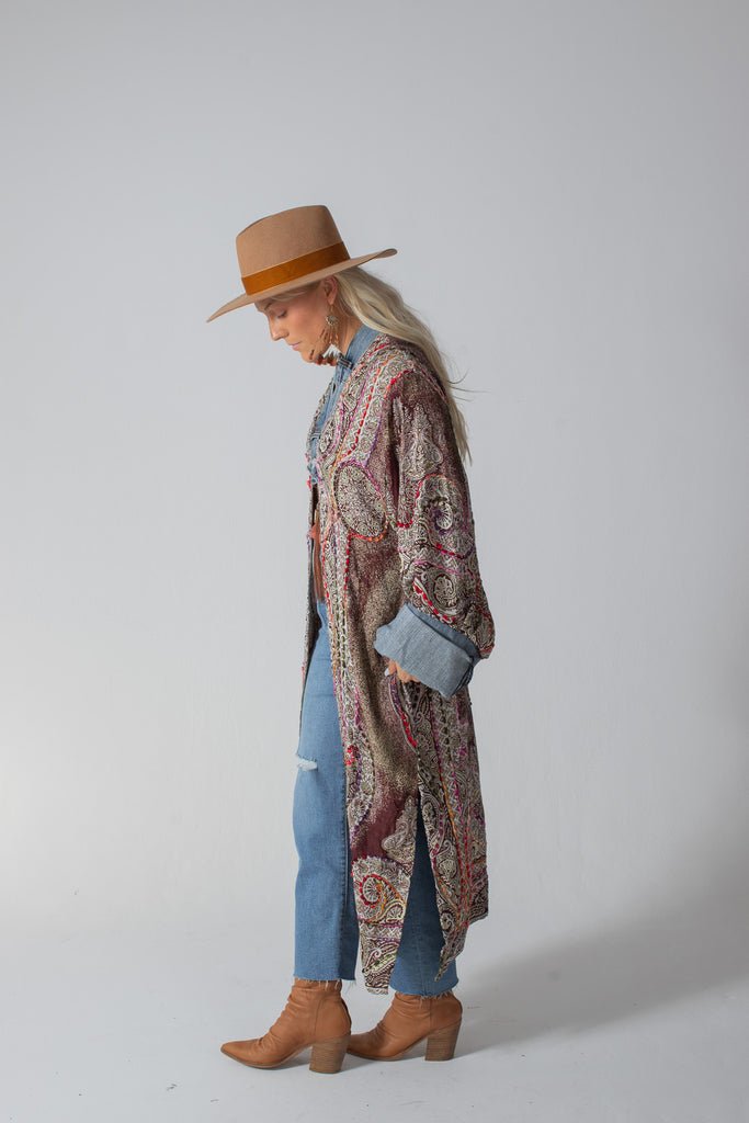 Dreamweave - Woven/Denim Duster - Forest w/ Light Blue Denim