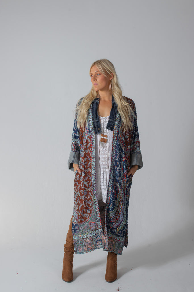 Dreamweave - Woven/Denim Duster - Coffee w/ Dark Denim