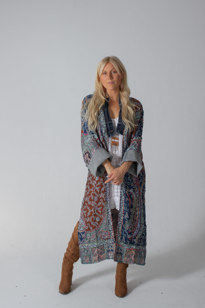 Dreamweave - Woven/Denim Duster - Coffee w/ Dark Denim
