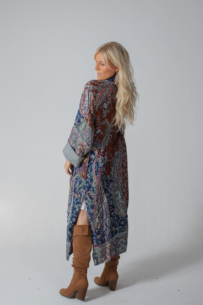 Dreamweave - Woven/Denim Duster - Coffee w/ Dark Denim