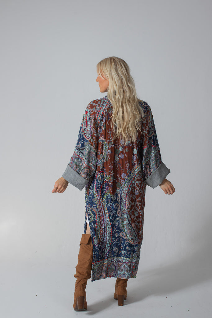 Dreamweave - Woven/Denim Duster - Coffee w/ Dark Denim