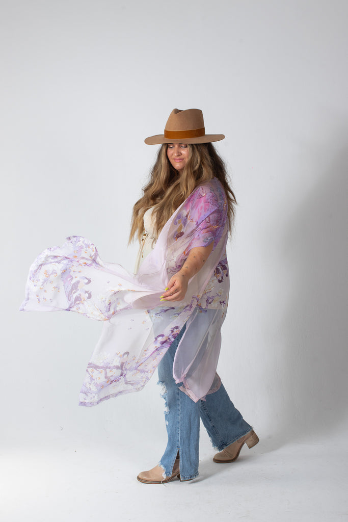 Duster Kimono - Birdie- LAVENDER OMBRE