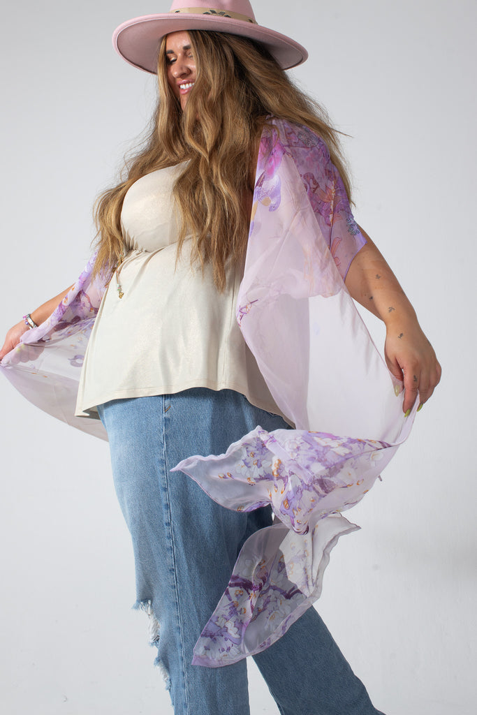 Duster Kimono - Birdie- LAVENDER OMBRE