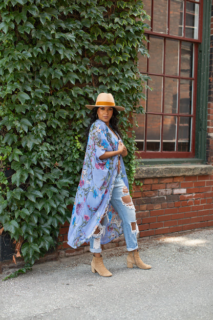 Duster Kimono - Wild Bloom - PERIWINKLE
