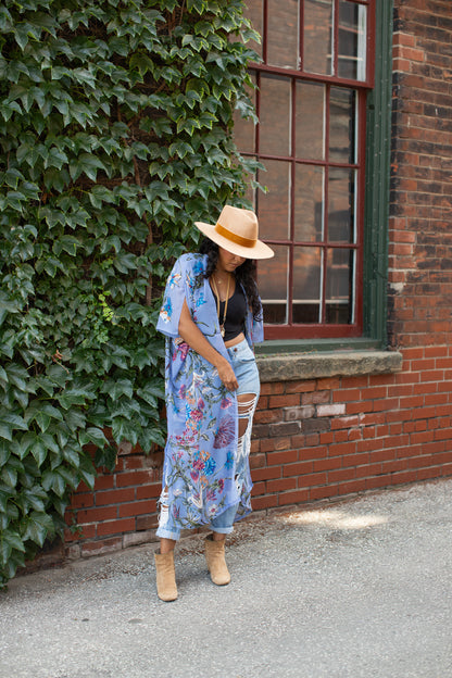 Duster Kimono - Wild Bloom - PERIWINKLE