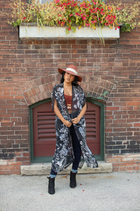 Duster Kimono - WILD BLOOM - MIDNIGHT