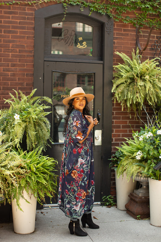 Duster Kimono - Wild Bloom - NAVY