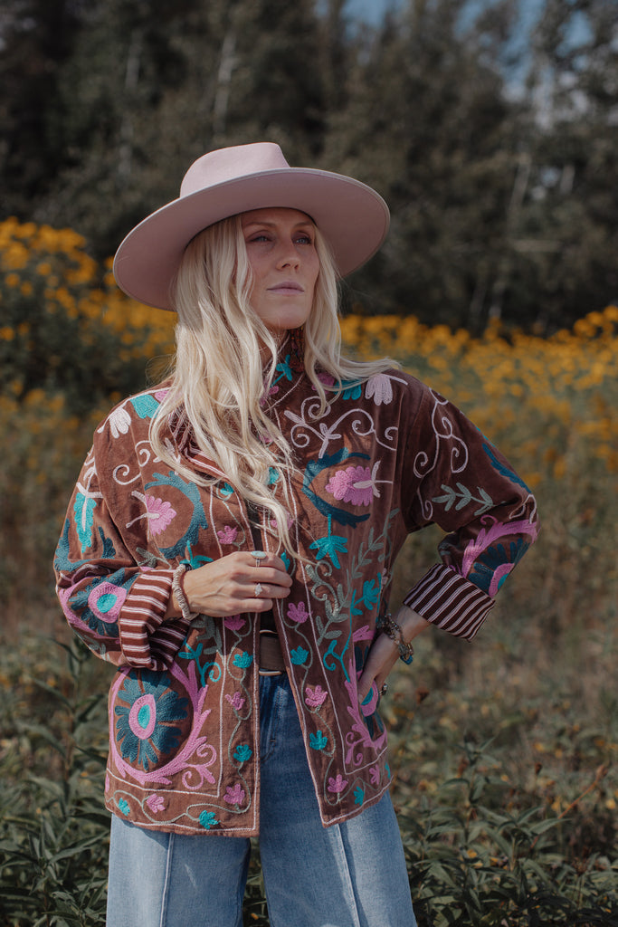 ELLEFLOWER HOUSE LINE - Autumn Ember Velvet Jacket