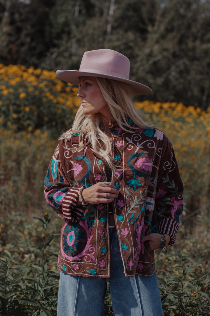 ELLEFLOWER HOUSE LINE - Autumn Ember Velvet Jacket