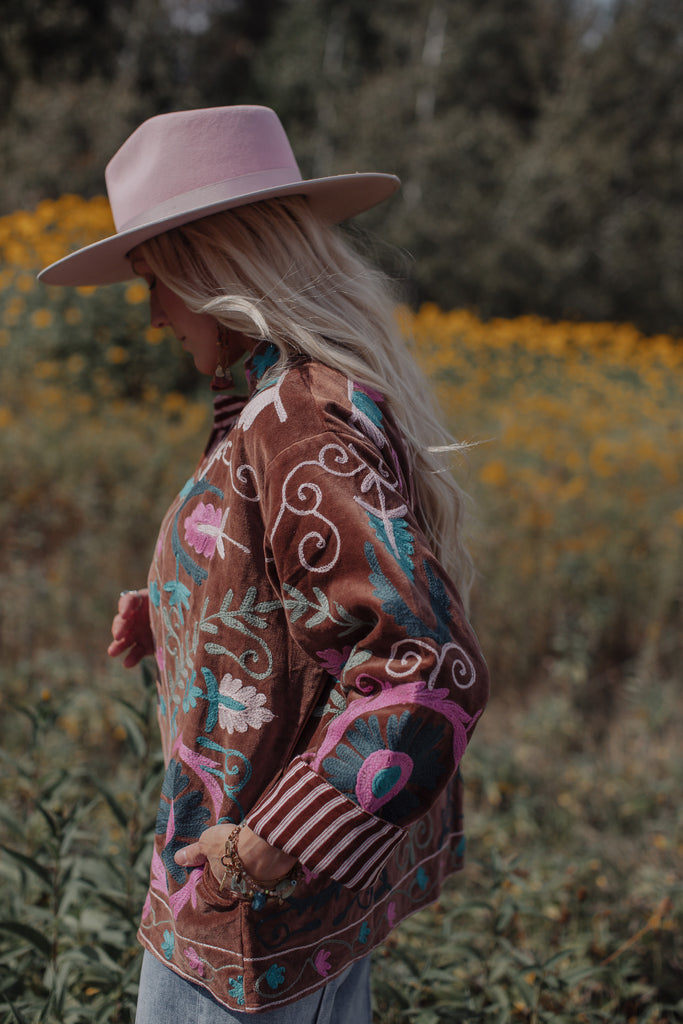 ELLEFLOWER HOUSE LINE - Autumn Ember Velvet Jacket