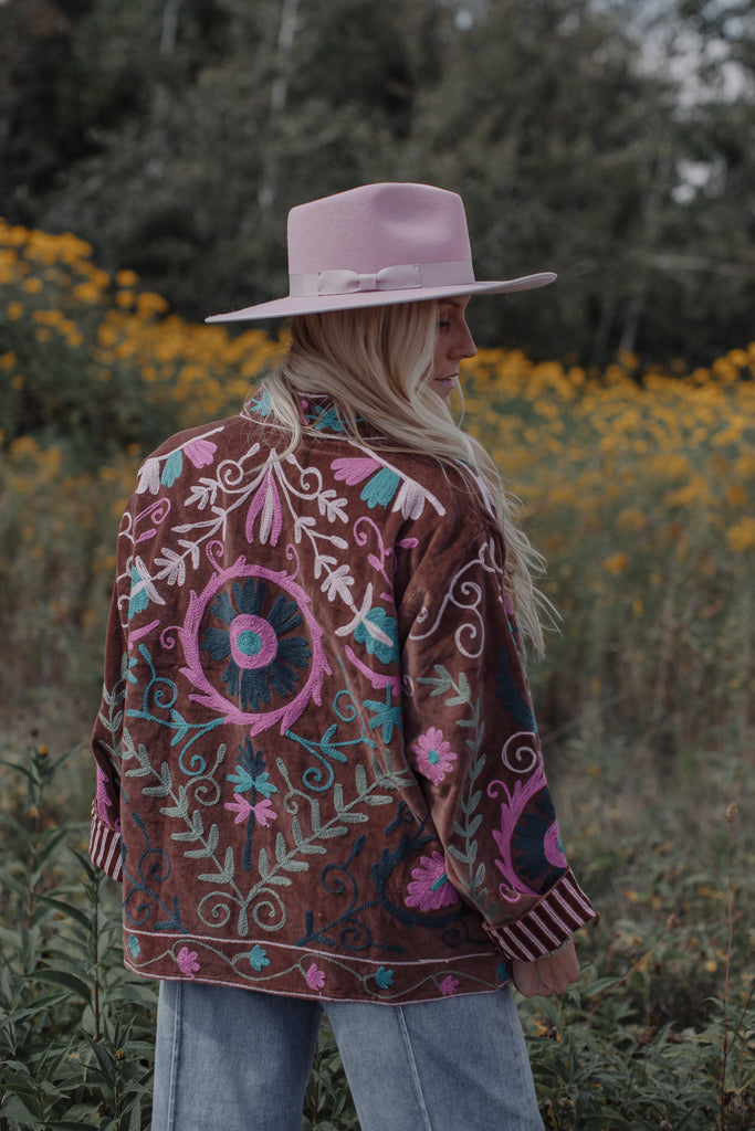 ELLEFLOWER HOUSE LINE - Autumn Ember Velvet Jacket