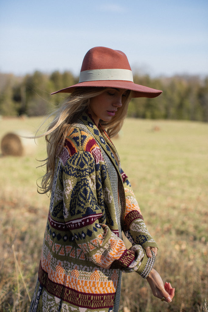 Elleflower- Yellow Stone Cardi - OLIVE BOHO