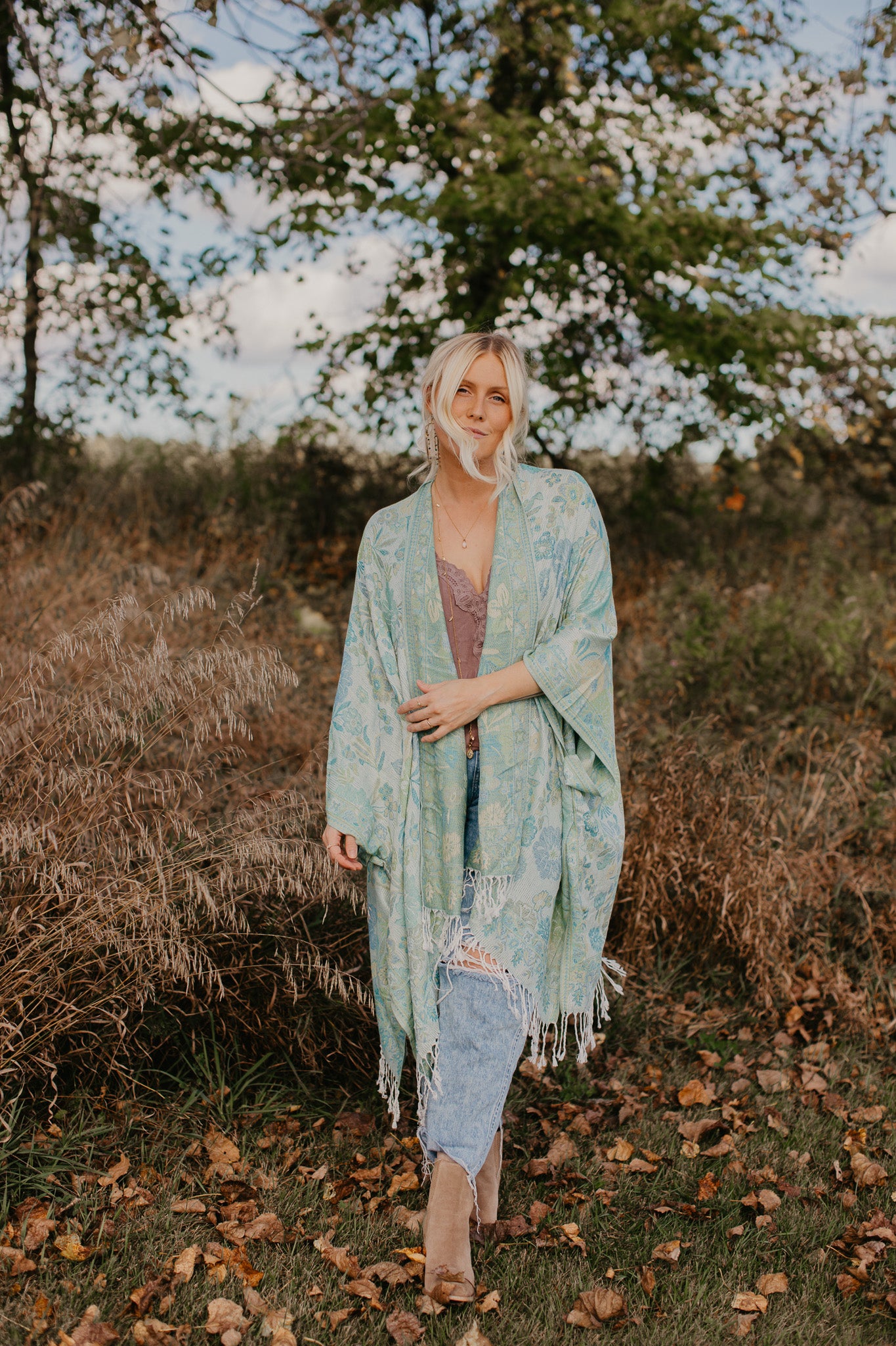 Wild Flower Kimono - TEAL