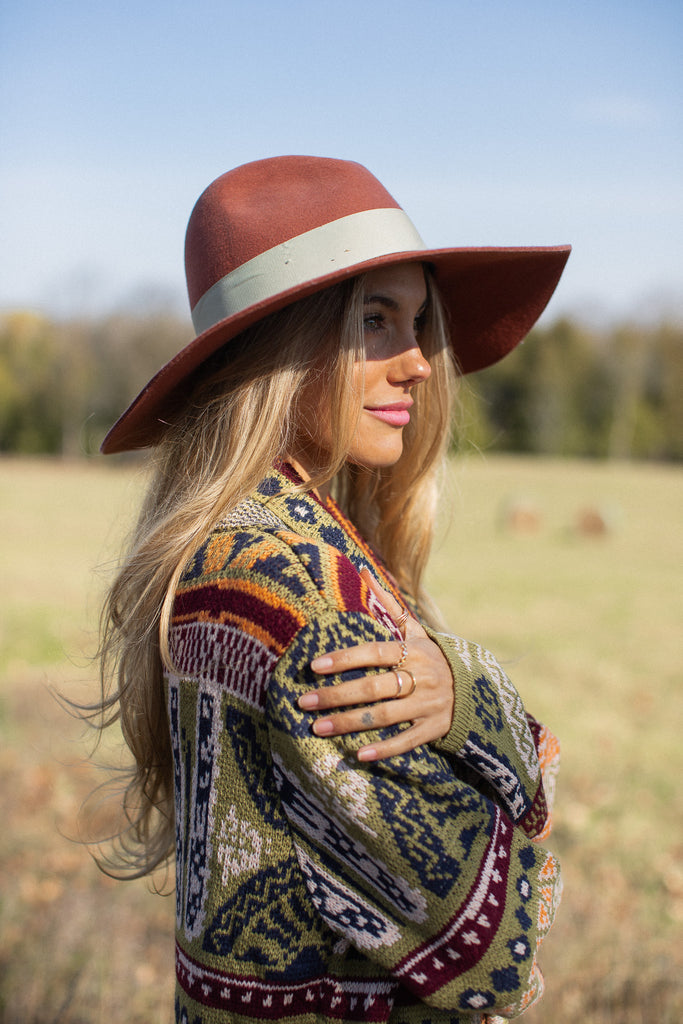 Elleflower- Yellow Stone Cardi - OLIVE BOHO