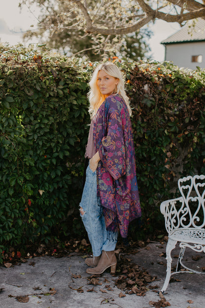 Wild Flower Kimono - NAVY