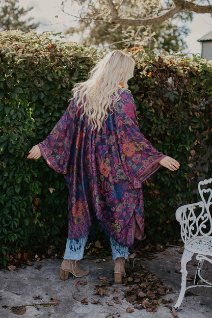Wild Flower Kimono - NAVY