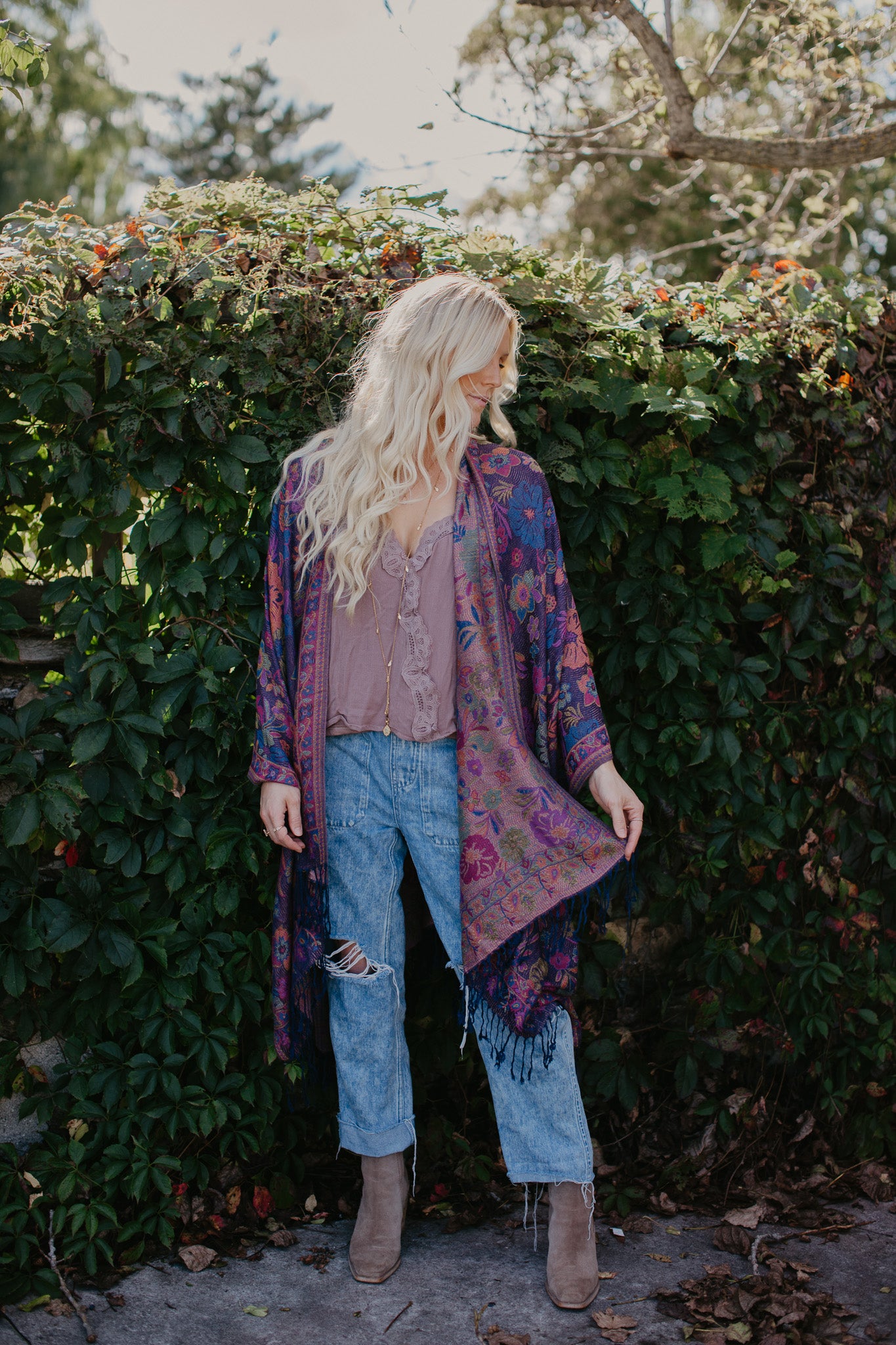 Wild Flower Kimono - NAVY