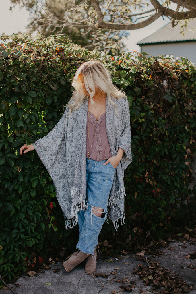 Butterfly Kisses Kimono - DOVE