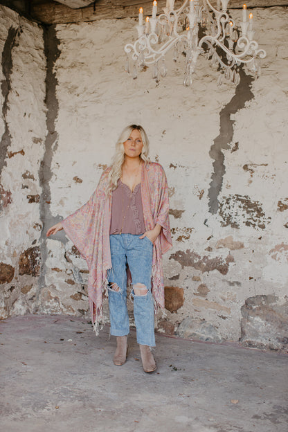 Butterfly Kisses Kimono - HONEYSUCKLE