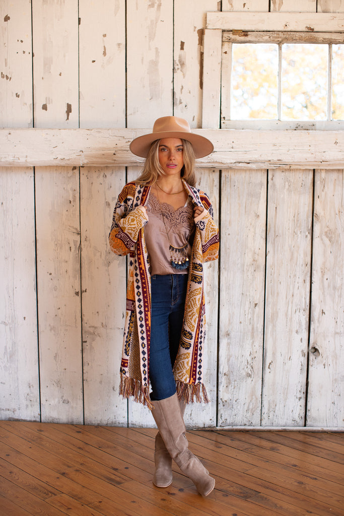 Elleflower- Yellow Stone Cardi - RUSTY BOHO