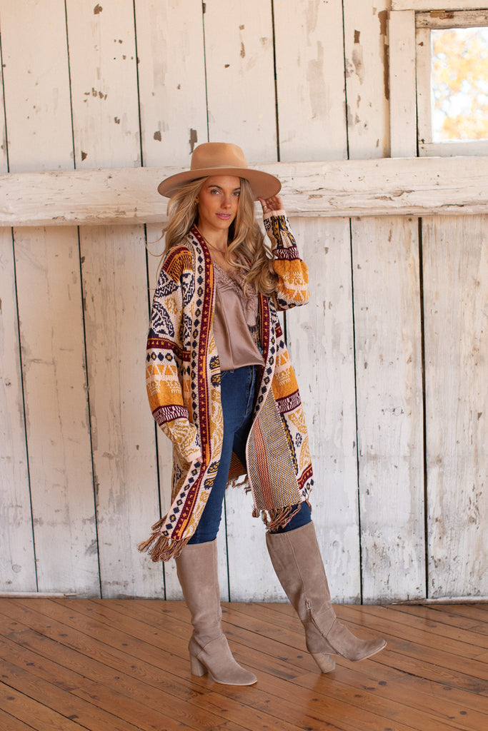 Elleflower- Yellow Stone Cardi - RUSTY BOHO