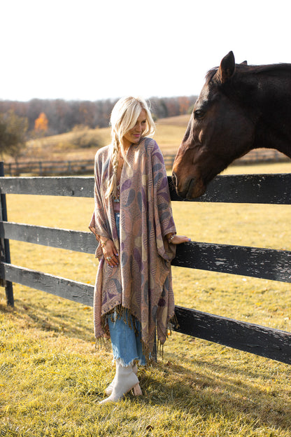 Patchwork Paisley Kimono- Mauve Beige