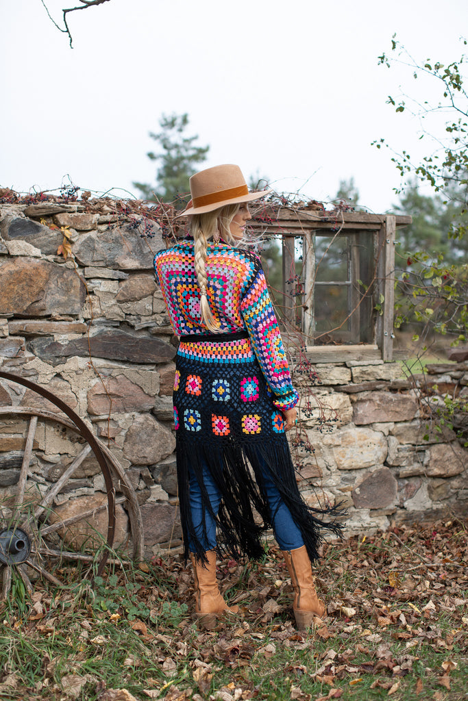 Elleflower - Hippie Heart Crochet Duster - Midnight