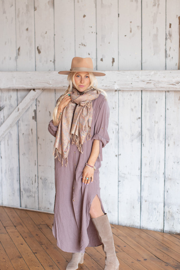 ELLEFLOWER - Lilac Mist Button Up Shirt Dress