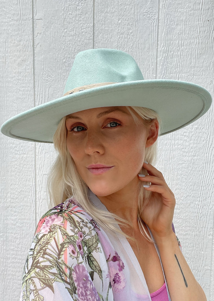 Elleflower - Iris Rancher Hat - PISTACHIO WITH DETAILED BAND