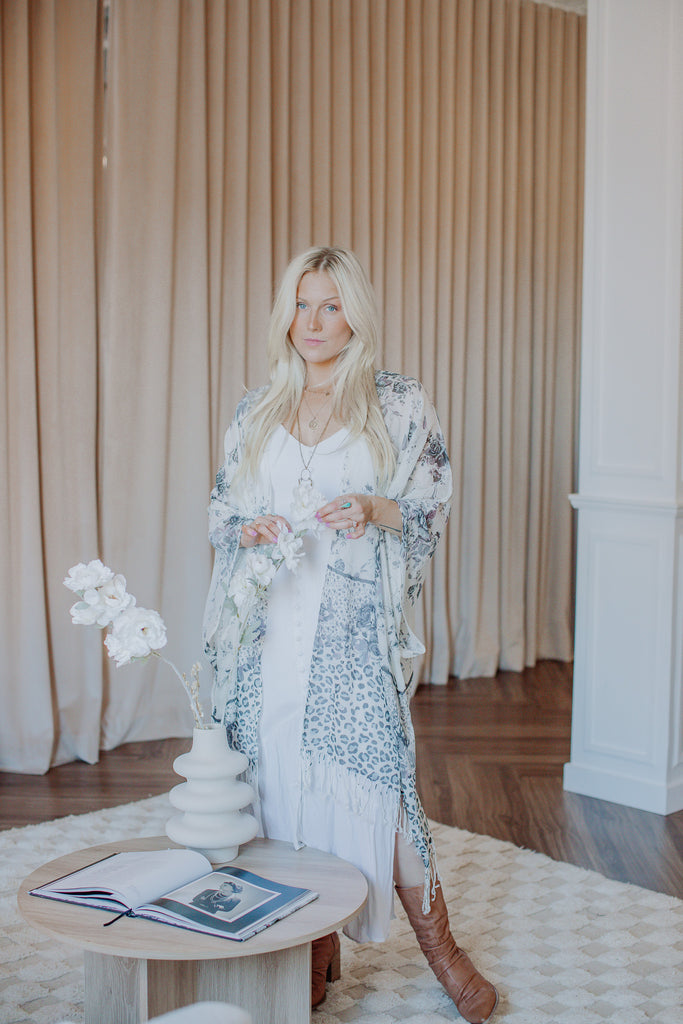 Rosie Posie Kimono - Dove Denim