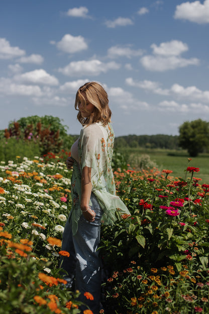 Apple Blossom Kimono - Moss