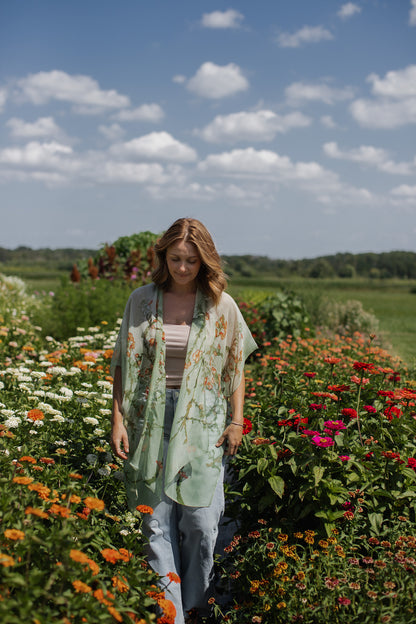 Apple Blossom Kimono - Moss