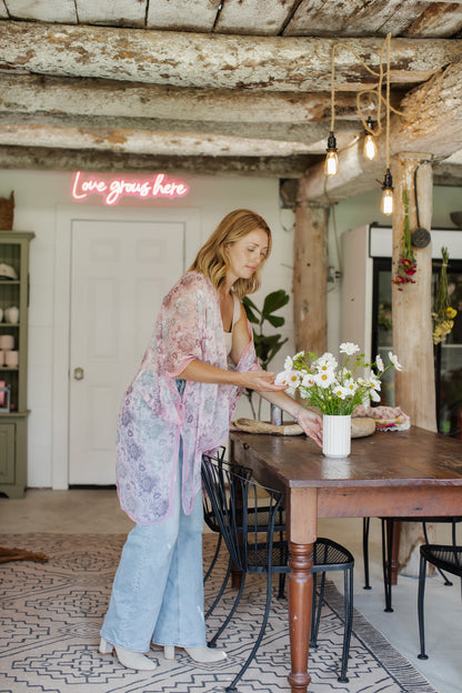 Bouquet Kimono - Blush