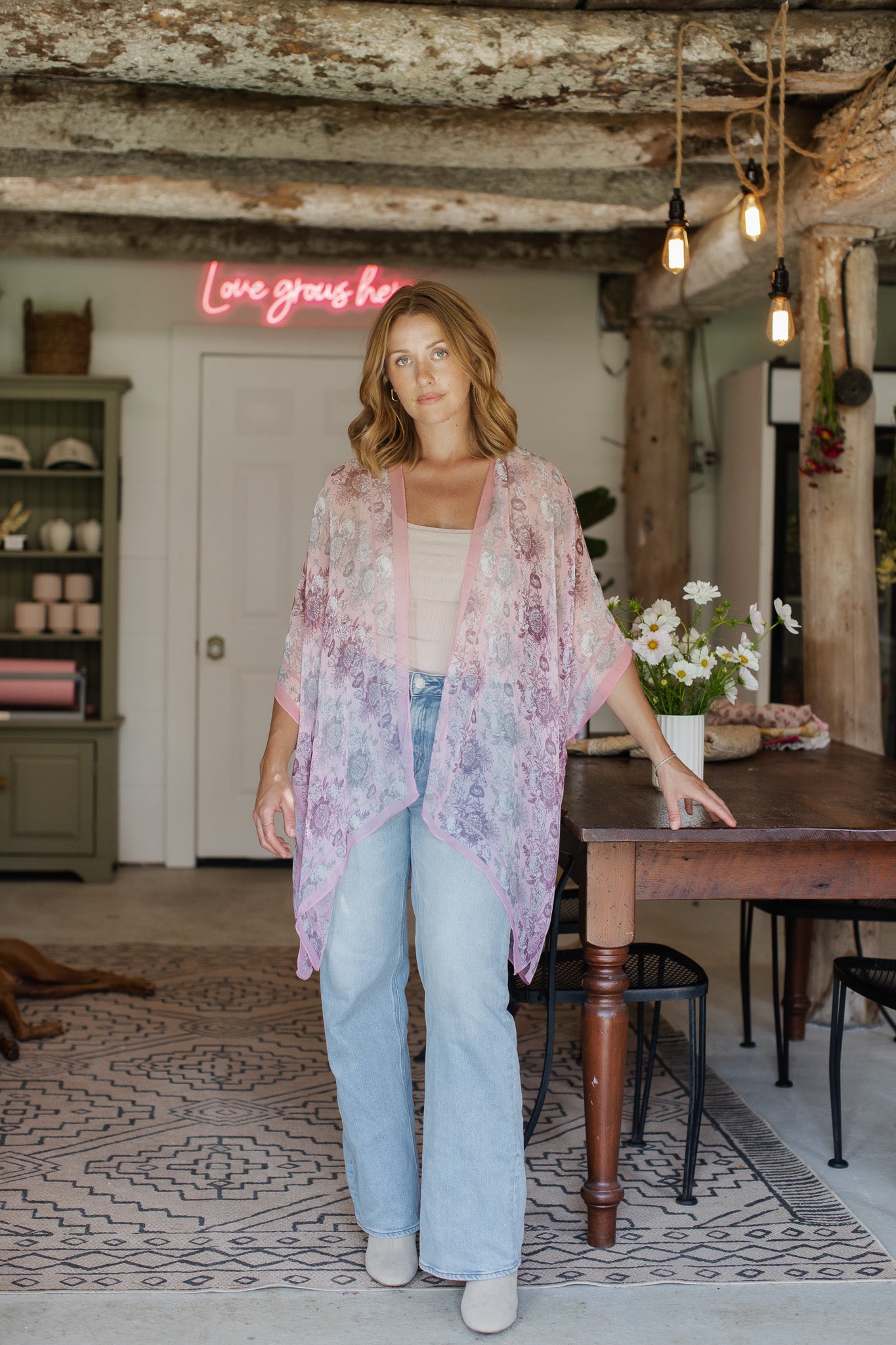 Bouquet Kimono - Blush