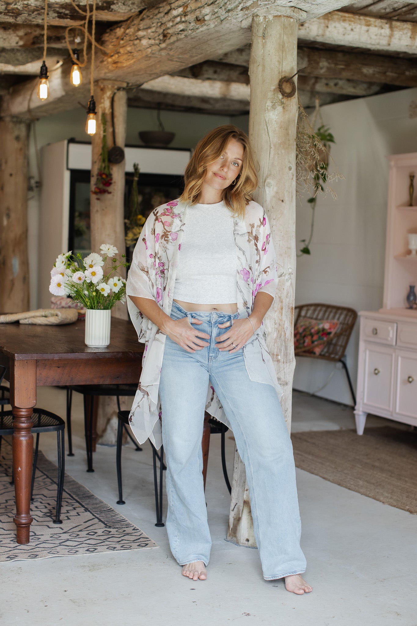 Apple Blossom Kimono - Fuchsia