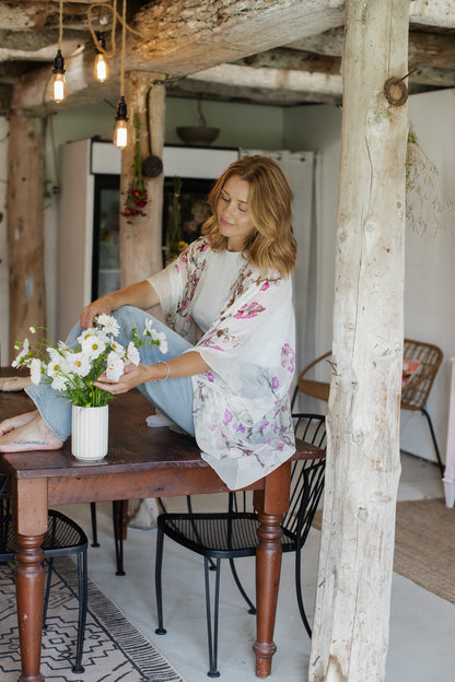 Apple Blossom Kimono - Fuchsia