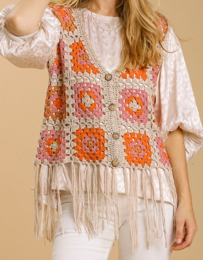 Elleflower - Hippie Heart Crochet Vest - Oatmeal