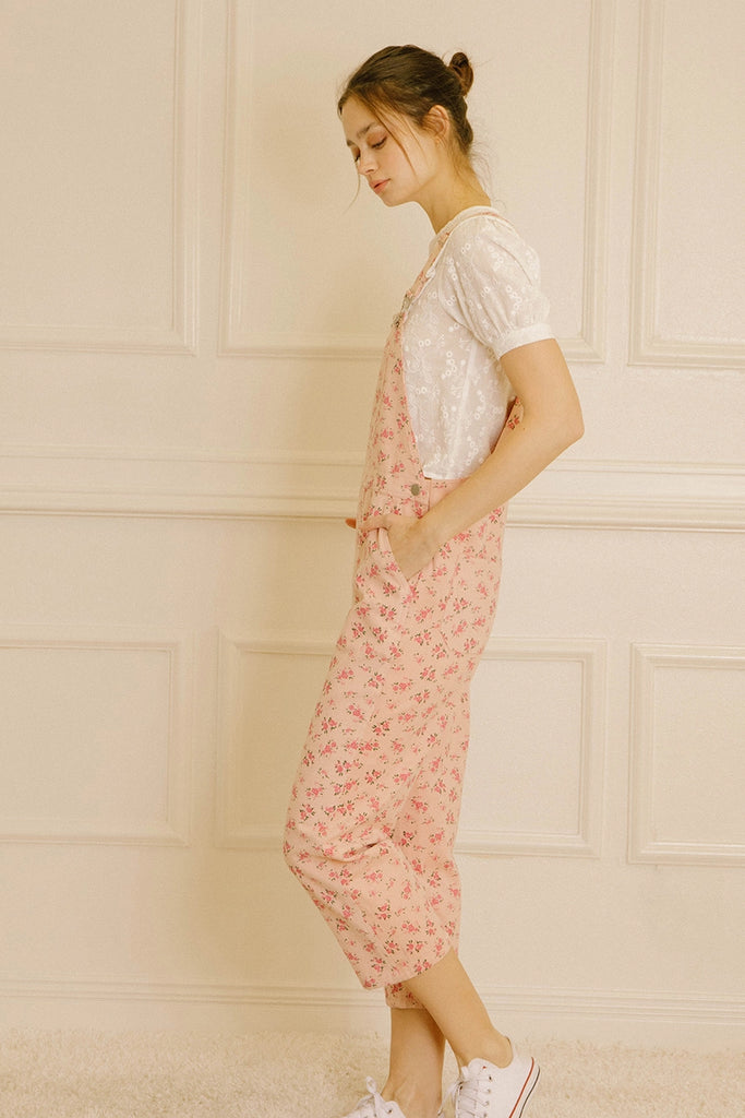 Elleflower - Tiny Floral Print Overall Pants